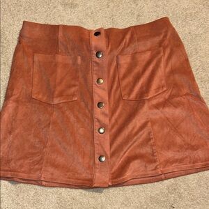 Rust Button-Front Skirt